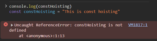 const hoisting