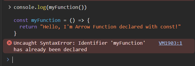 arrow function hoisting with const